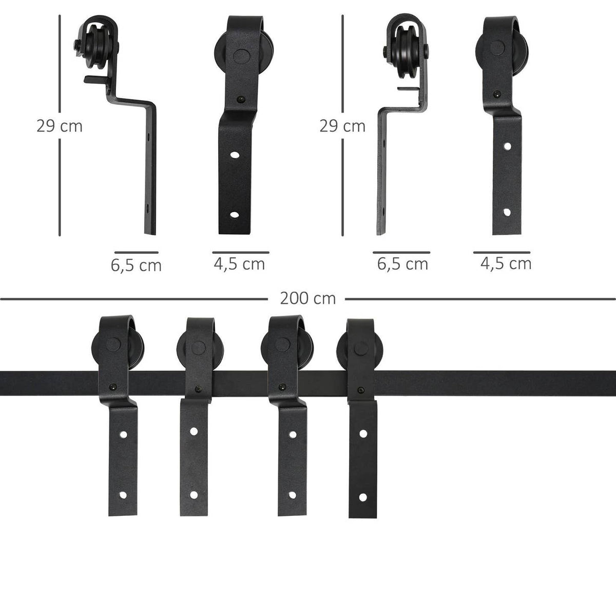 Kit Ferrure Porte Coulissante Double Industrielle 200 cm – Acier Noir