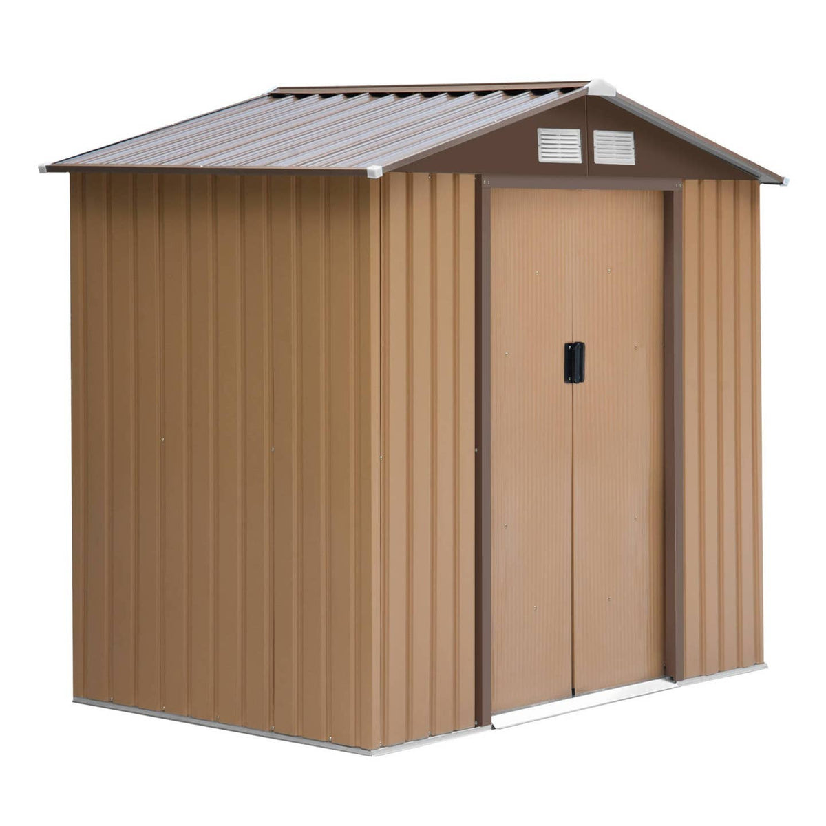 Abri de Jardin Acier Galvanisé Jaune – 213×130×185 cm Portes Coulissantes