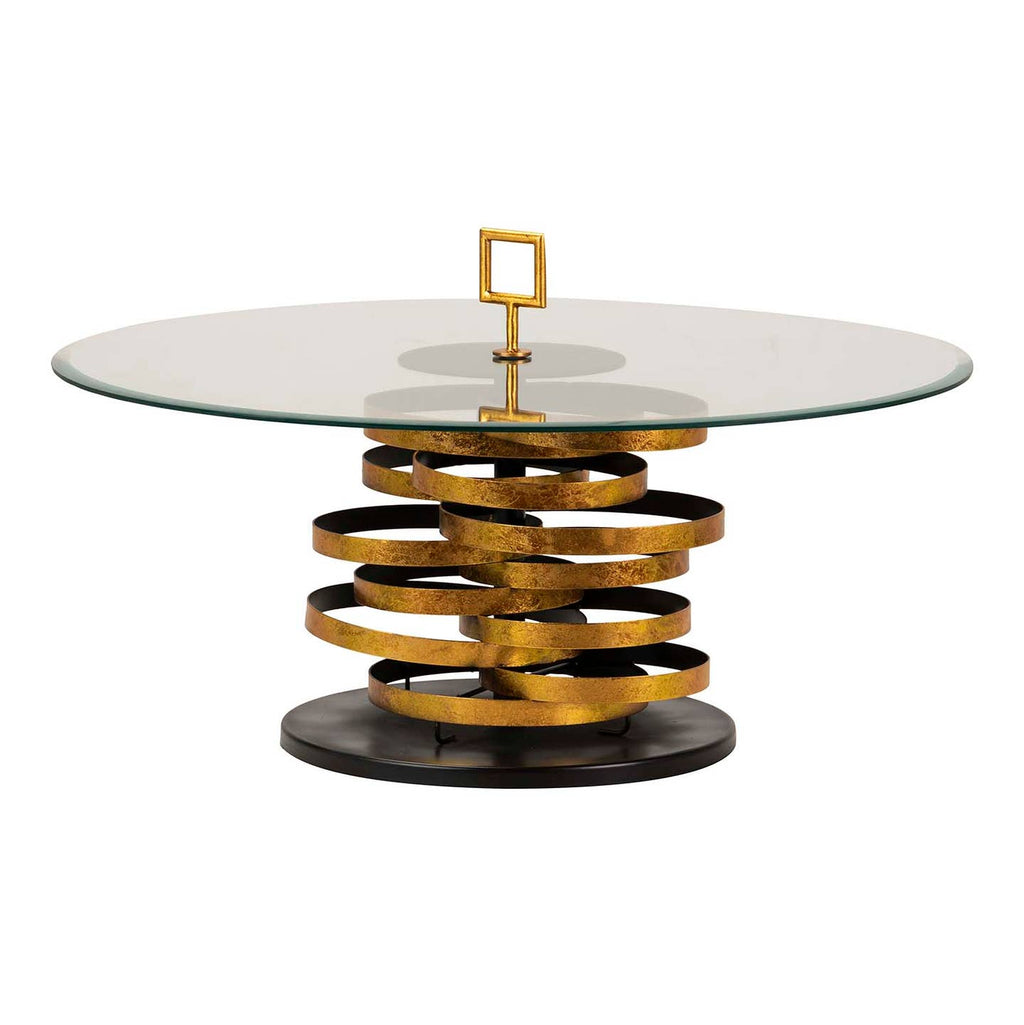 Table d’Appoint Yuku – Métal & Verre Doré 92×92×50 cm