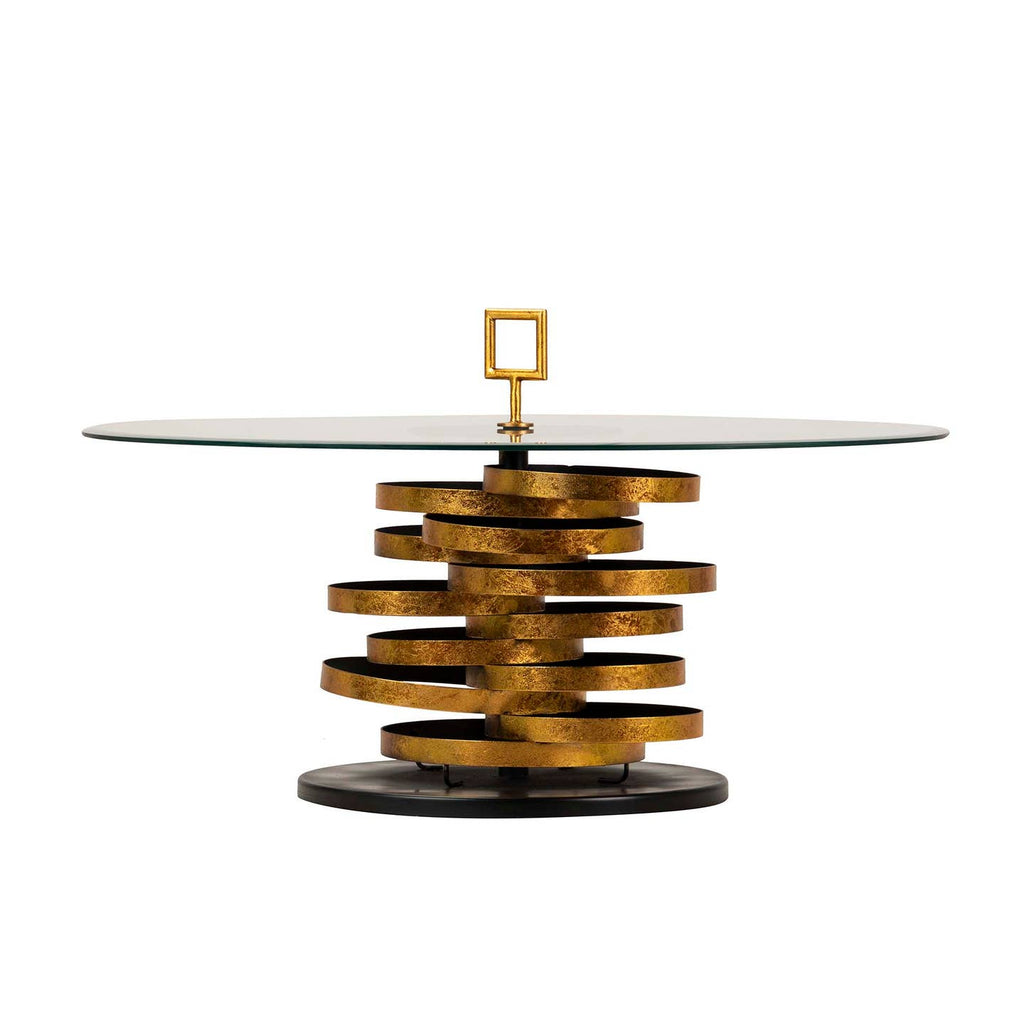 Table d’Appoint Yuku – Métal & Verre Doré 92×92×50 cm