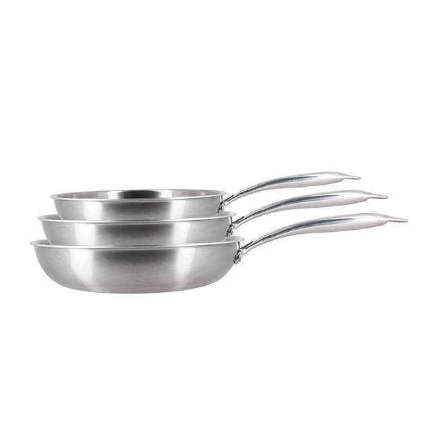 Set 3 Poêles Triply Acier Inox 18/10 – 20, 24 & 28 cm Induction