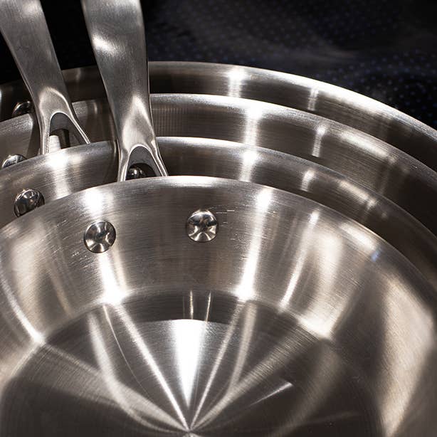 Set 3 Poêles Triply Acier Inox 18/10 – 20, 24 & 28 cm Induction