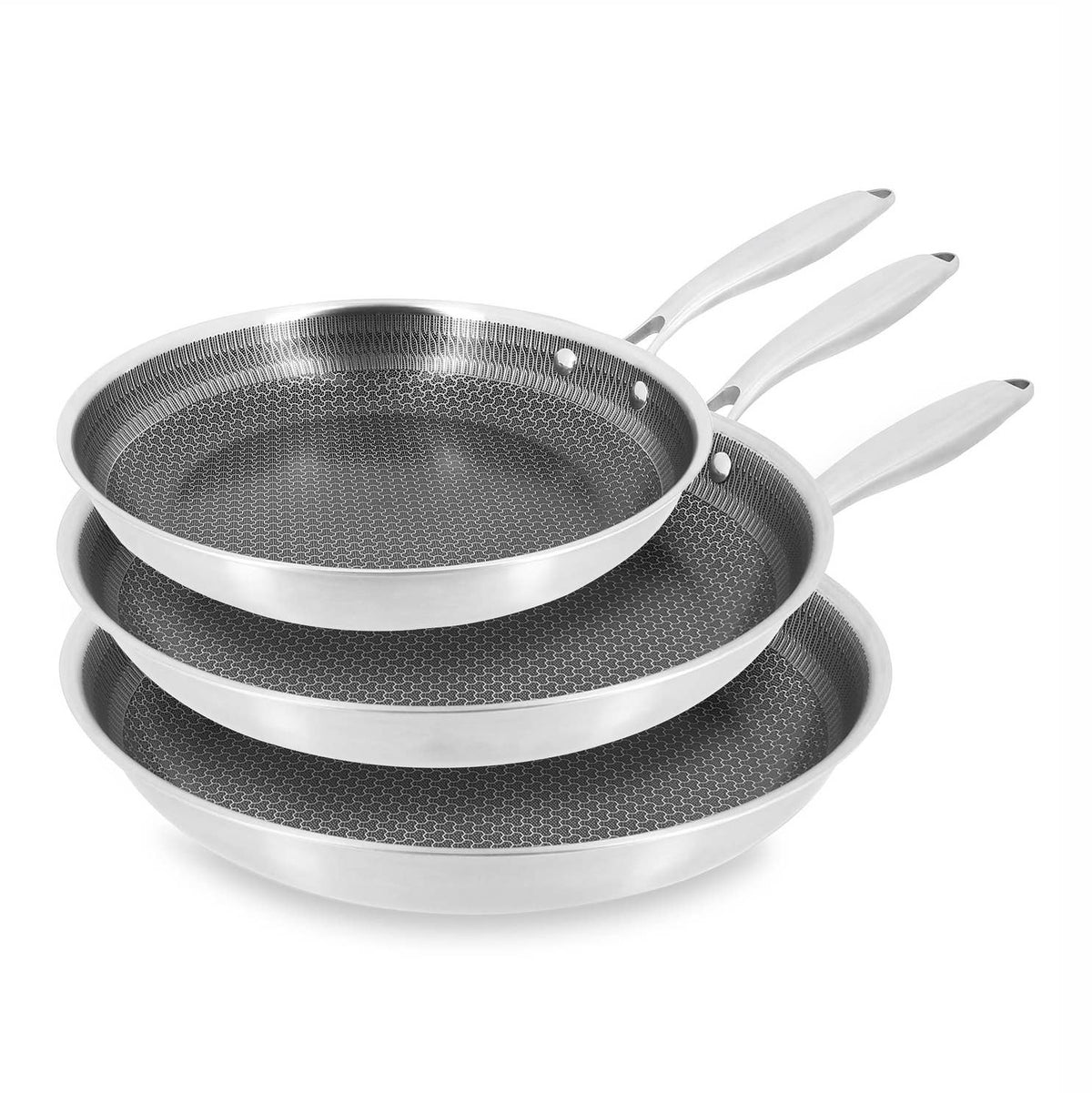 Lot de 3 Poêles Trinox Inox Antiadhésif Sans PFAS – Ø24, 28 & 30 cm