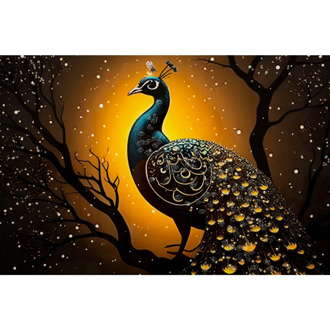 Tableau Paon sur Toile – Bois d'Épicéa 70x100 cm | Art Mural Moderne