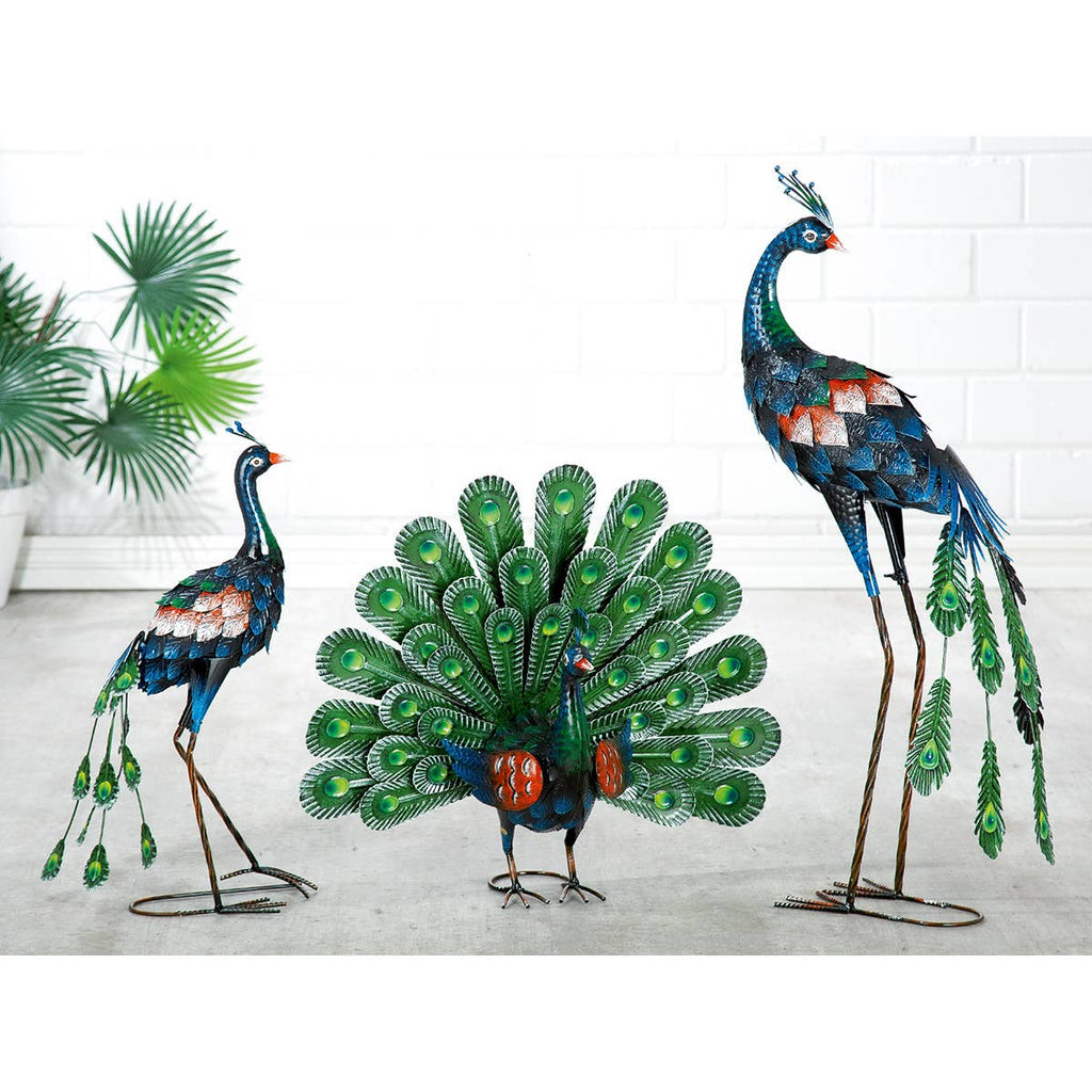 Sculpture Paon en Métal – Vert & Bleu | Déco Intérieure & Extérieure