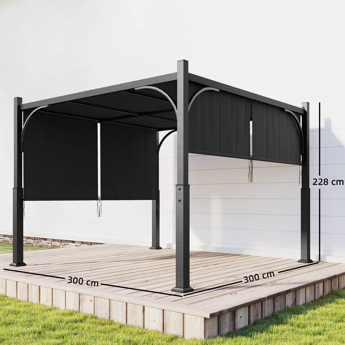 Pergola de jardin 3 x 3 m avec auvent coulissant