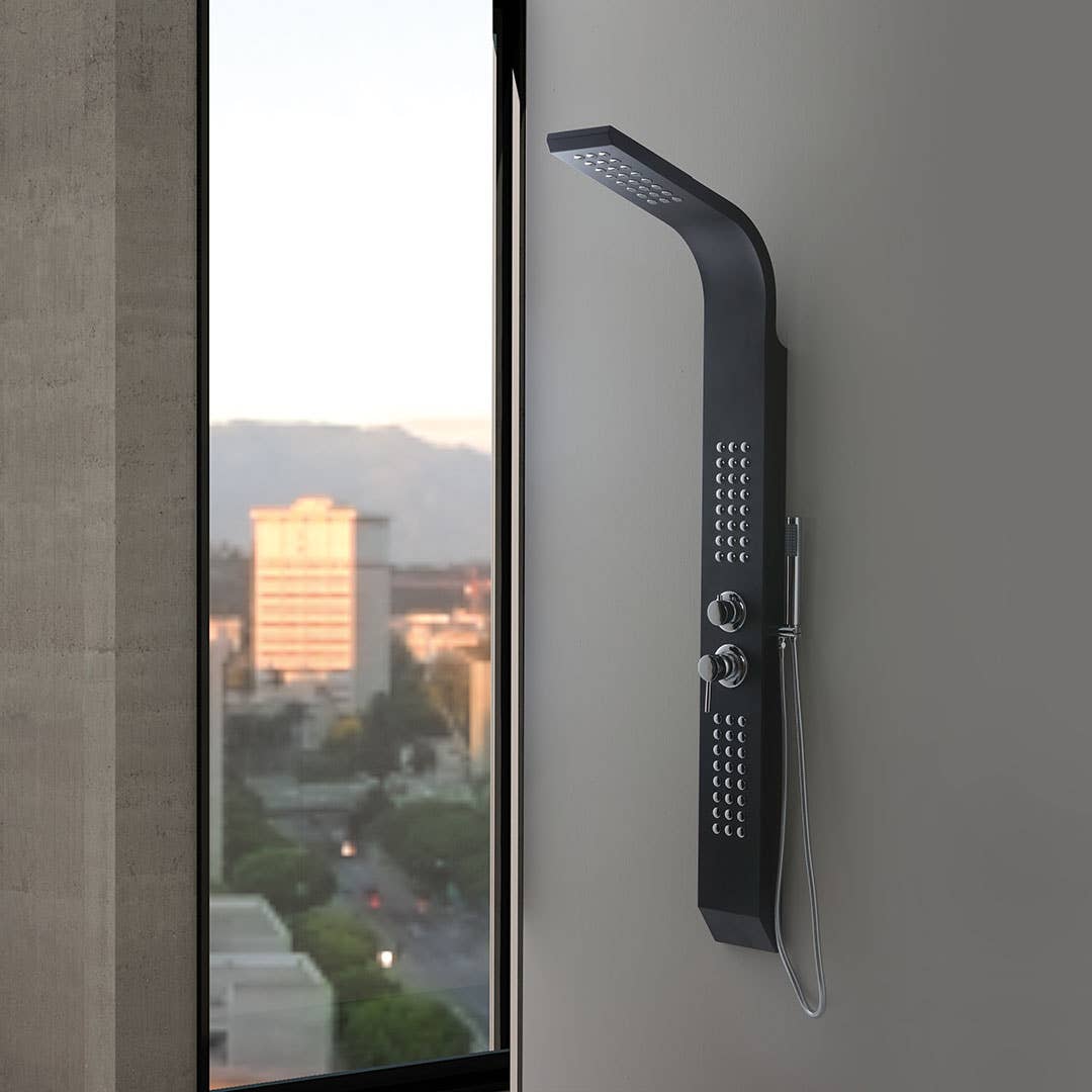 Panneau de douche hydromassant 155 cm noir