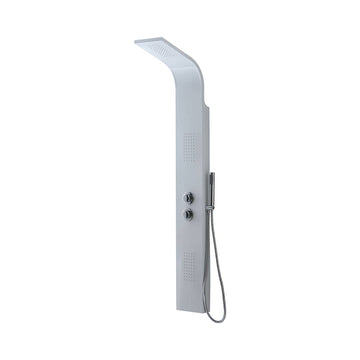Panneau de douche hydromassage Koricini – Aluminium blanc & détails chromés