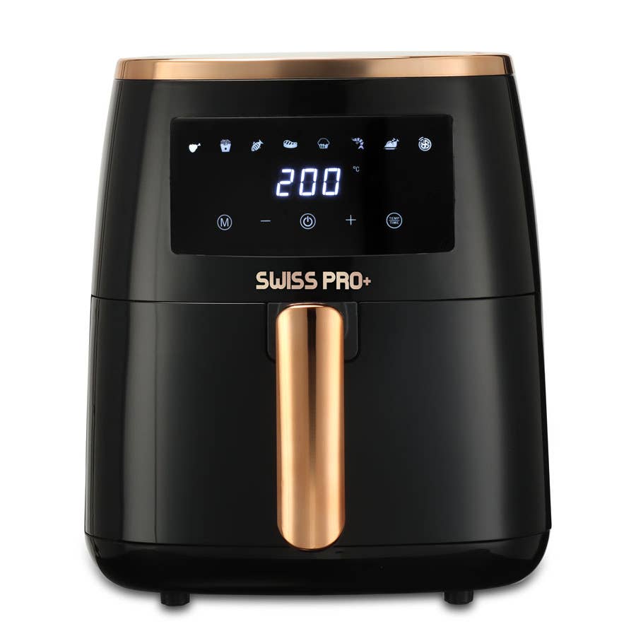 Friteuse à Air Swiss Pro+ 6,5L – Blanc & Or | Minuterie & Thermostat