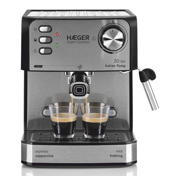 Machine à Café Expresso HAEGER Super Expresso - 20 Bar, 1,60L, 850W, Café Moulu/Dosettes