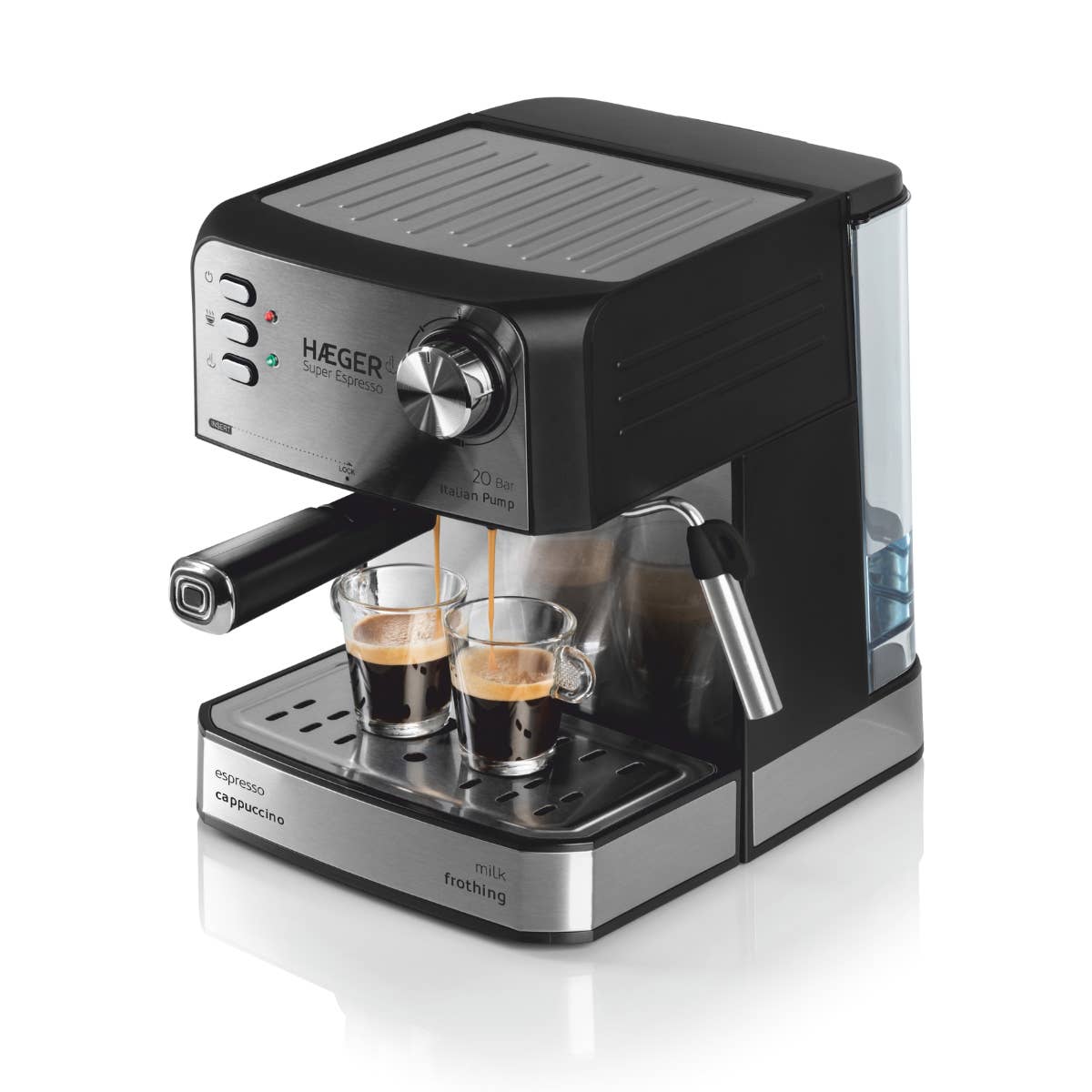 Machine à Café Expresso HAEGER Super Expresso - 20 Bar, 1,60L, 850W, Café Moulu/Dosettes
