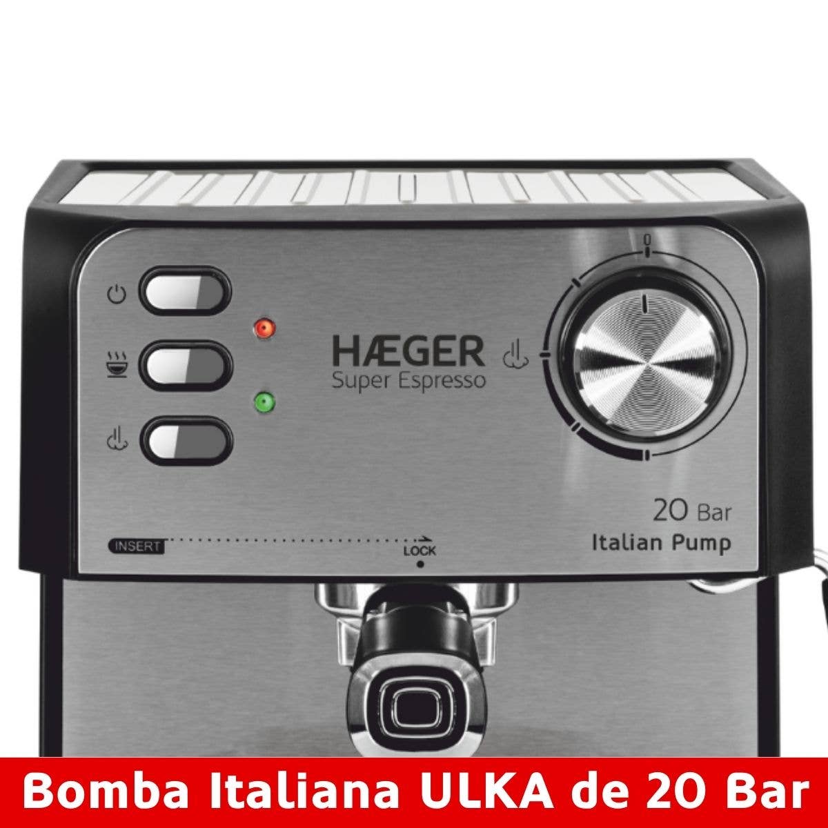 Machine à Café Expresso HAEGER Super Expresso - 20 Bar, 1,60L, 850W, Café Moulu/Dosettes