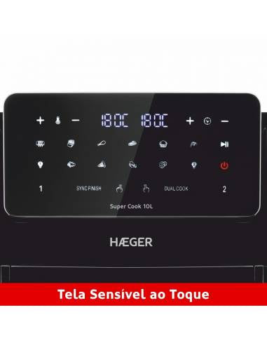 Friteuse Numérique sans Huile HAEGER Super Cook 10L - 10 L, 10 Programmes, 2 Cuves, 2600 W