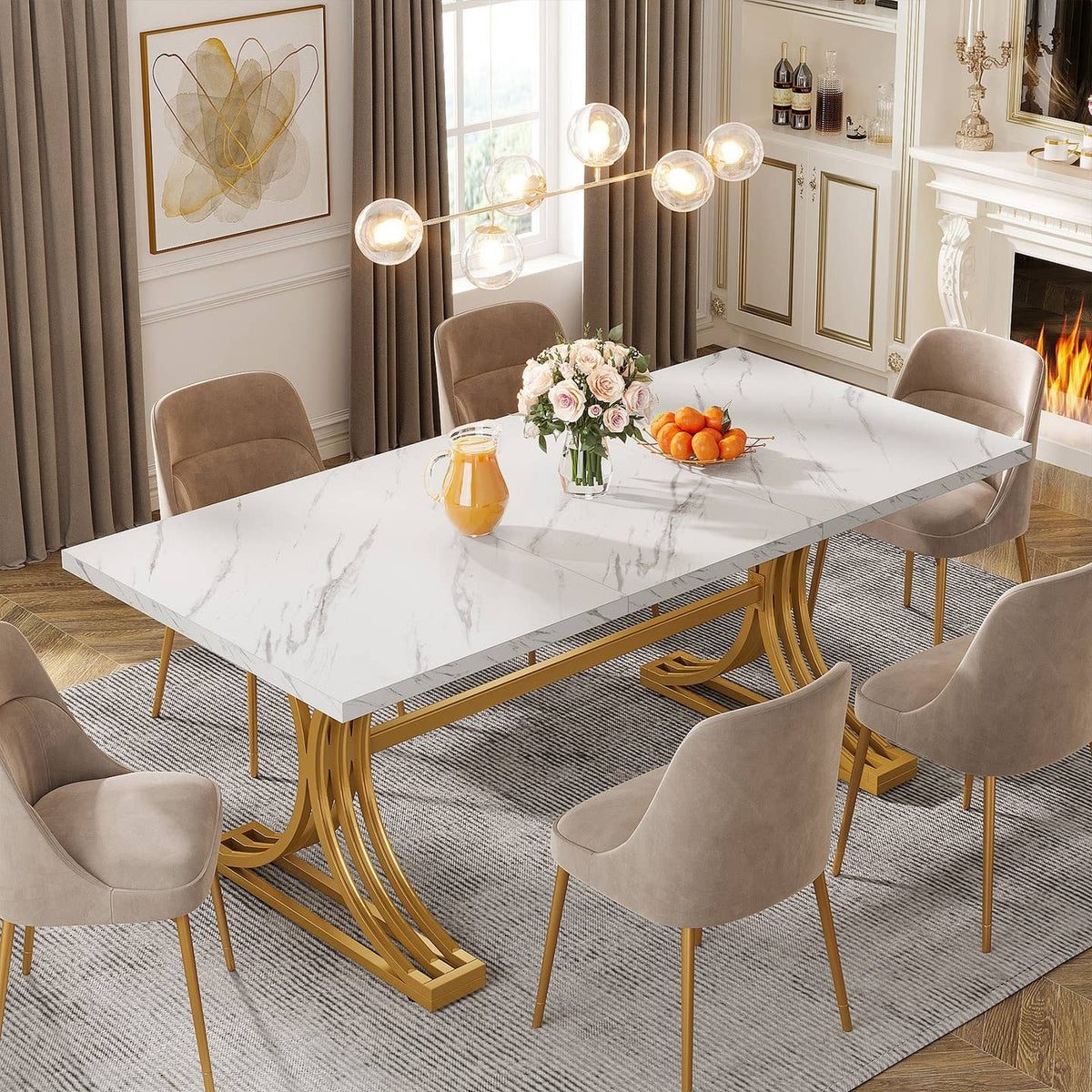 Table à manger rectangulaire moderne 63" – Design contemporain