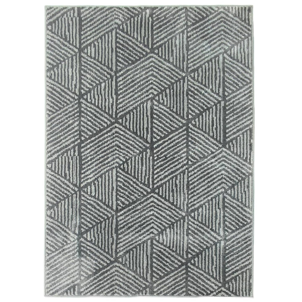 Tapis de salon rayé – Gris foncé, 150x80 cm | Lavable & compatible chauffage au sol